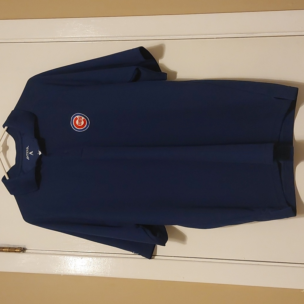 Antigua Navy Blue Chicago Cubs Polo with Red & White Logo